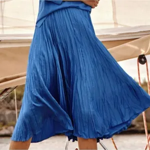 J. Jill blue pleated accordion pull on solstice midi skirt size M