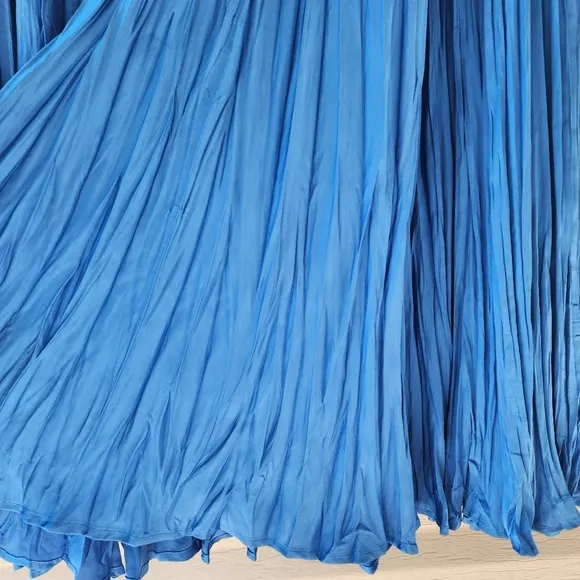 J. Jill blue pleated accordion pull on solstice midi skirt size M