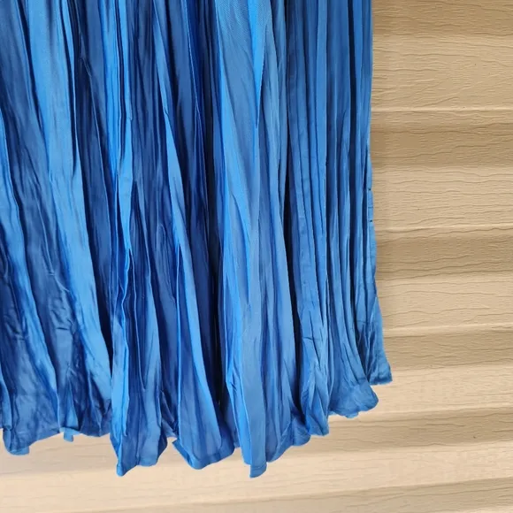 J. Jill blue pleated accordion pull on solstice midi skirt size M