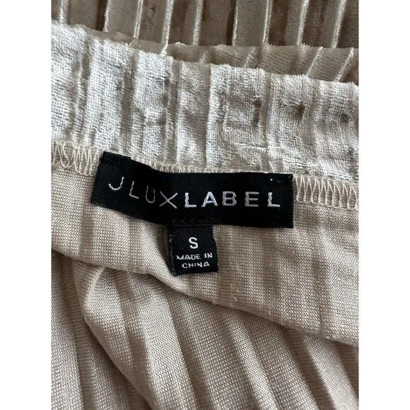 J Lux Label Size Small Velvet Pleated Champagne Hi Leg Slit Maxi Skirt