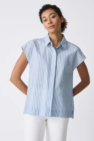 Jane Cap Sleeve Shirt - Cabana Stripe Blue
