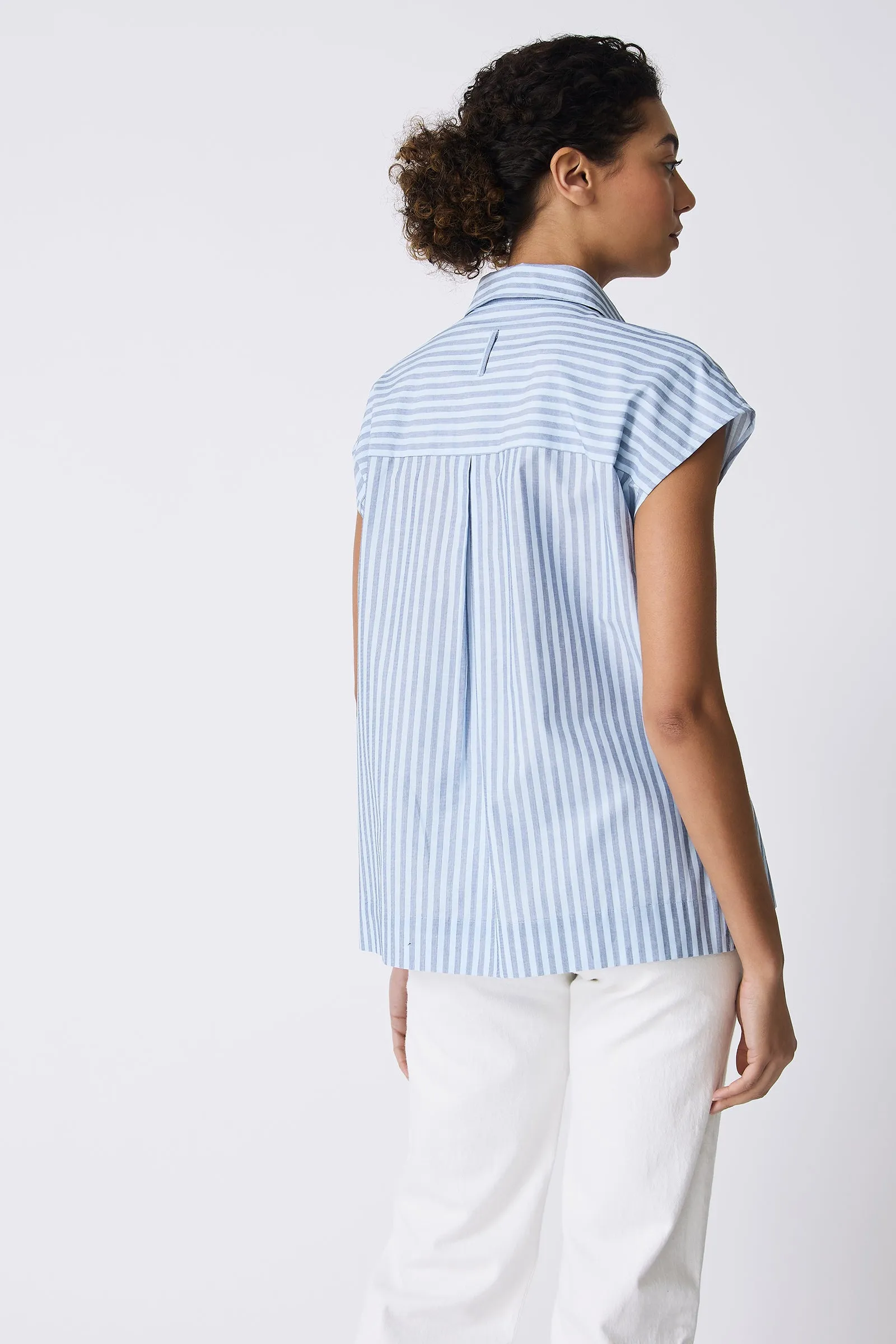 Jane Cap Sleeve Shirt - Cabana Stripe Blue