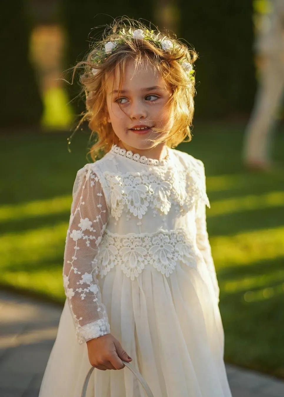 Jasmine Lace Communion Girl Dress in Ivory