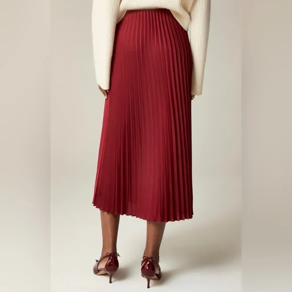 J.Crew NWT Gwyneth pleated slip skirt in burgundy
