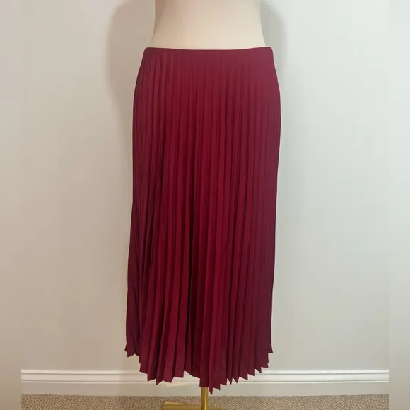 J.Crew NWT Gwyneth pleated slip skirt in burgundy