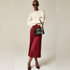 J.Crew NWT Gwyneth pleated slip skirt in burgundy