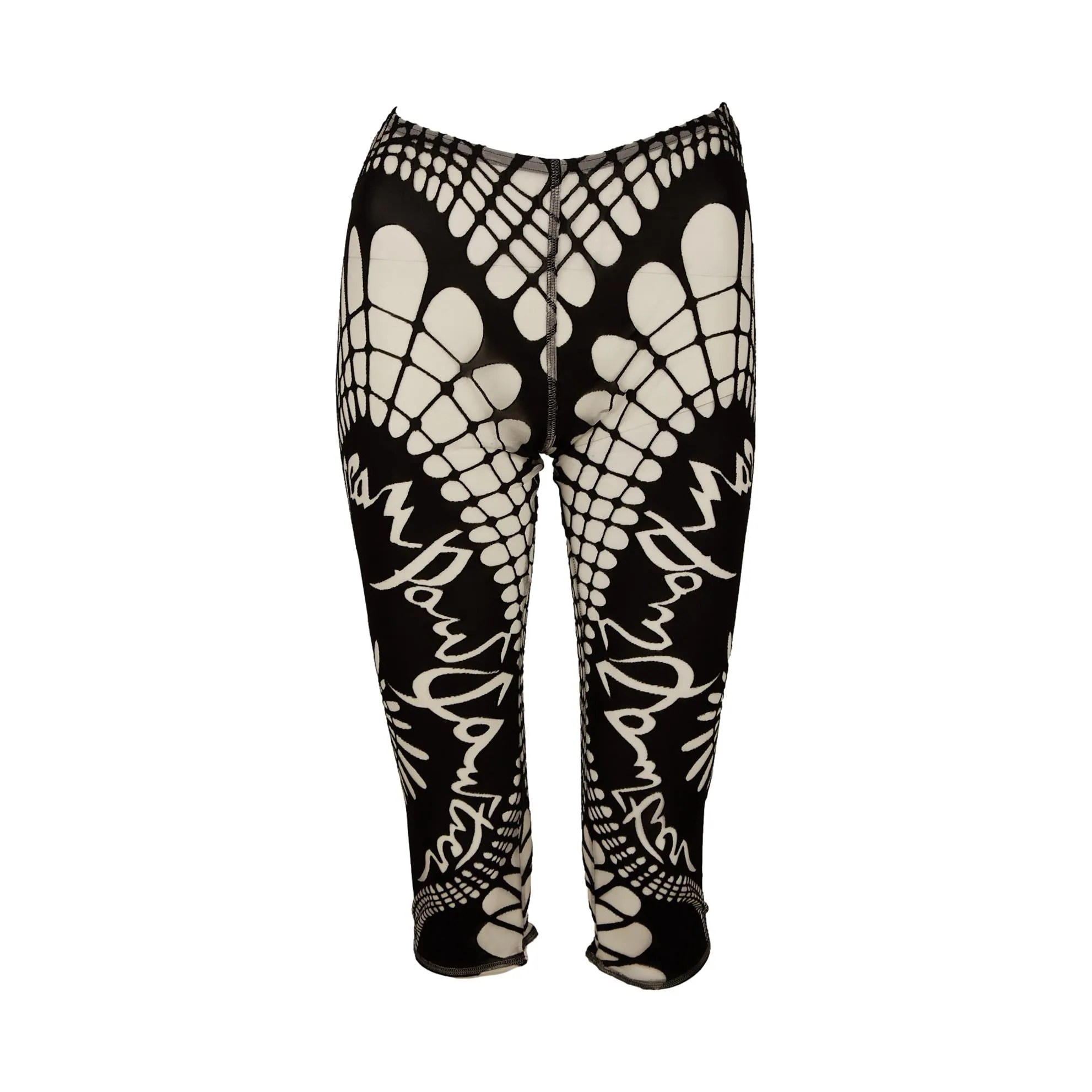 Jean Paul Gaultier Black Mesh Print Pants