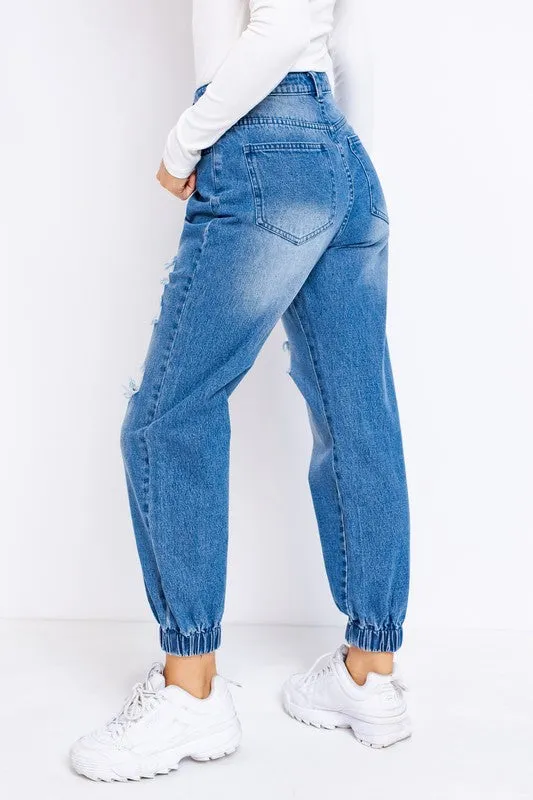 JENNY DENIM JOGGERS (BLUE)