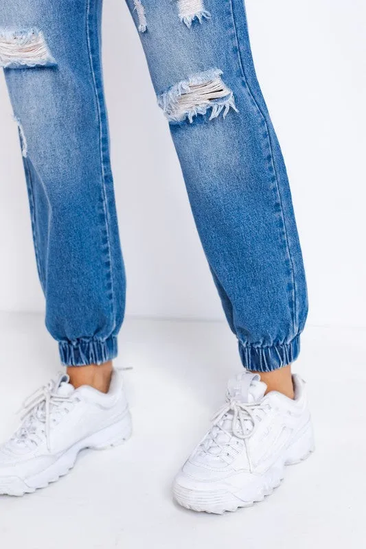JENNY DENIM JOGGERS (BLUE)