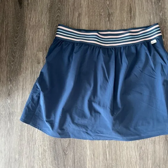 Johnny Was Calme Endurance Blue Multi-Color Stripe Tennis Skort Skirt L Women's