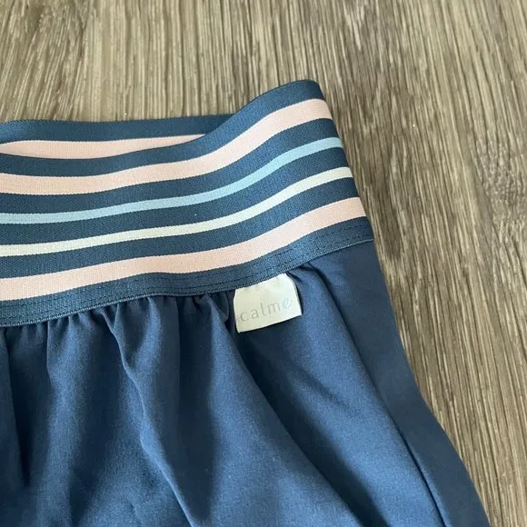 Johnny Was Calme Endurance Blue Multi-Color Stripe Tennis Skort Skirt L Women's