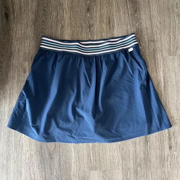 Johnny Was Calme Endurance Blue Multi-Color Stripe Tennis Skort Skirt L Women's