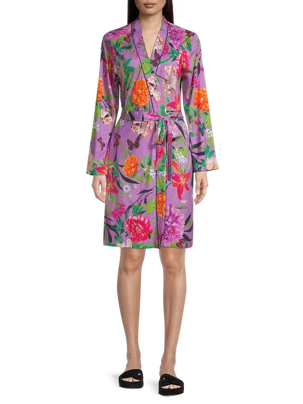 Johnny Was Goza Floral Cap Sleeve Sleep Dress Flower Butterfly Home Pink Medium NEW