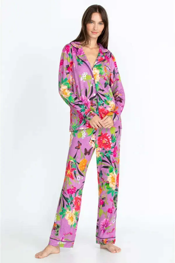 Johnny Was Goza Floral Cap Sleeve Sleep Dress Flower Butterfly Home Pink Medium NEW