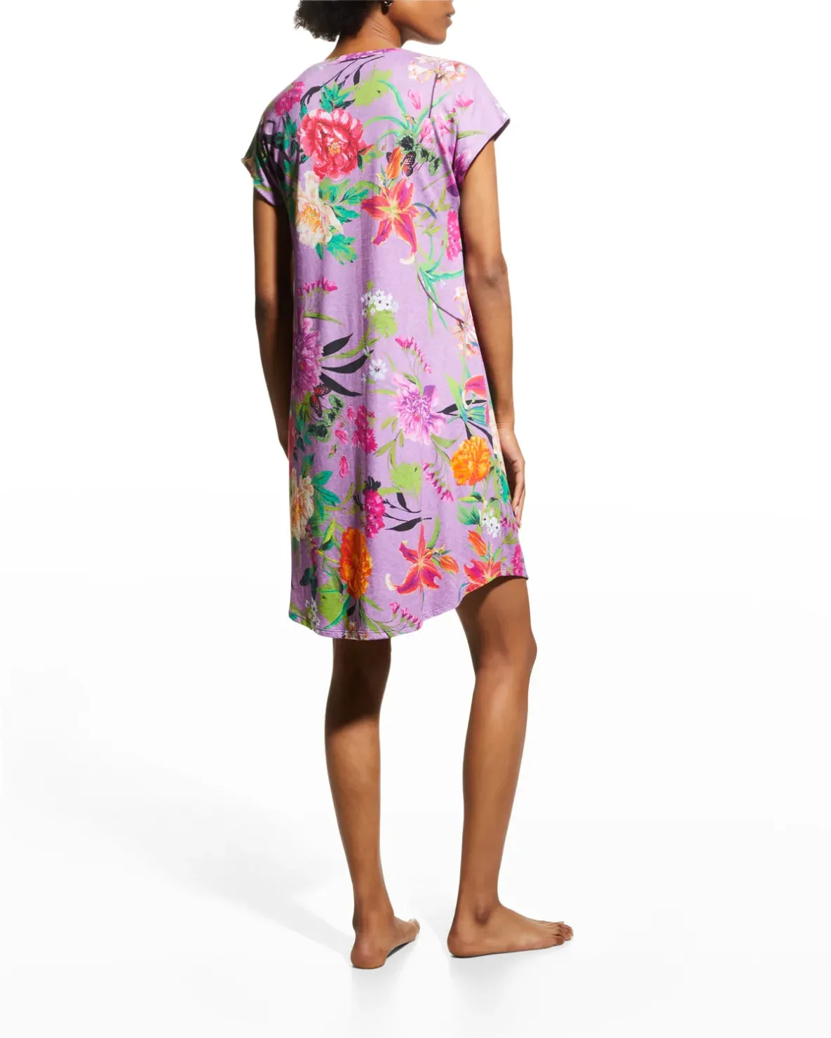 Johnny Was Goza Floral Cap Sleeve Sleep Dress Flower Butterfly Home Pink Medium NEW