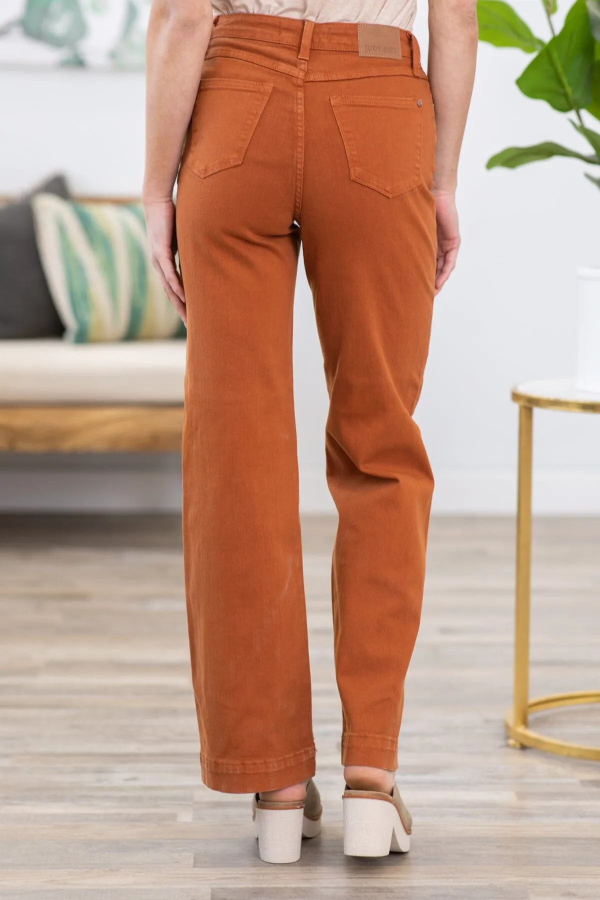 Judy Blue Cognac Garment Dyed Wide Leg Pants