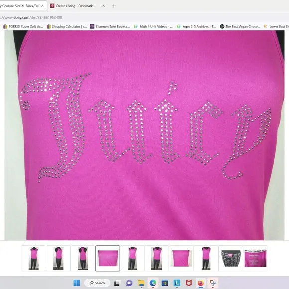 Juicy Couture Size XL Black/Fuchsia &quot;JUICY&quot; Printed Pajamas, NWT