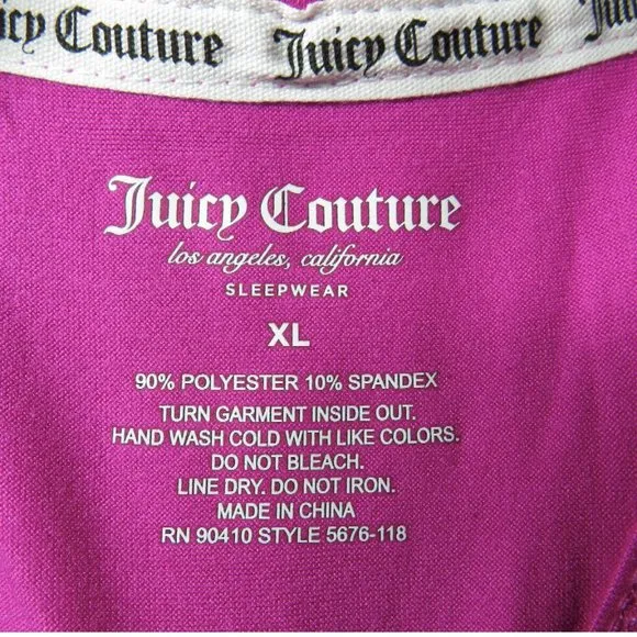 Juicy Couture Size XL Black/Fuchsia &quot;JUICY&quot; Printed Pajamas, NWT