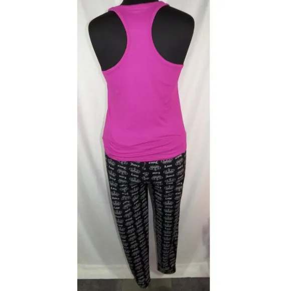 Juicy Couture Size XL Black/Fuchsia &quot;JUICY&quot; Printed Pajamas, NWT