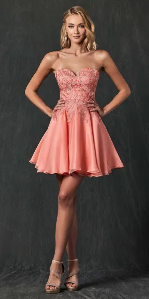 Juliet 772 Strapless Corset Back Homecoming Party Dress