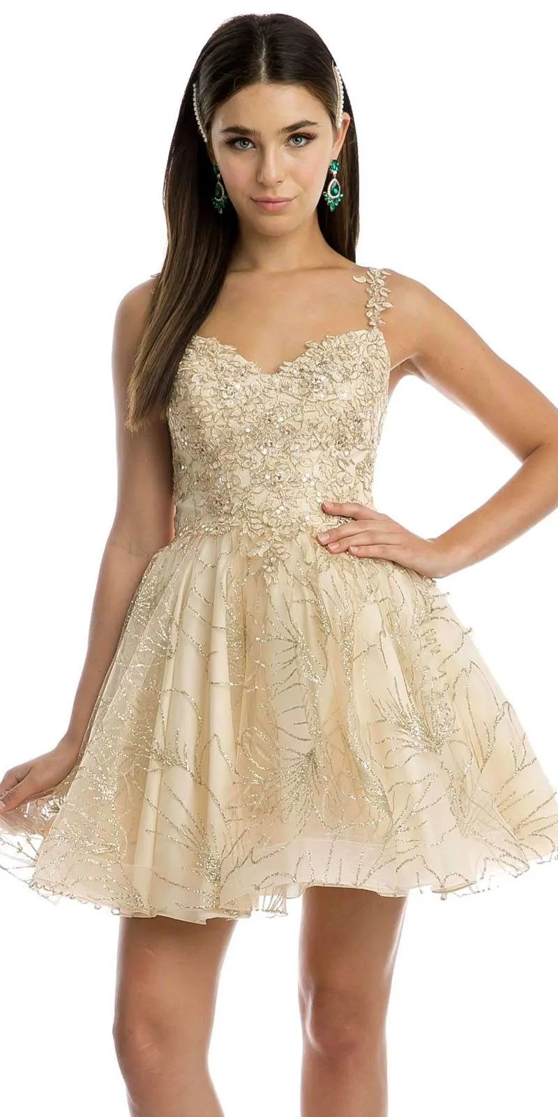 Juliet 838 Homecoming Short Dress Applique and Glitter