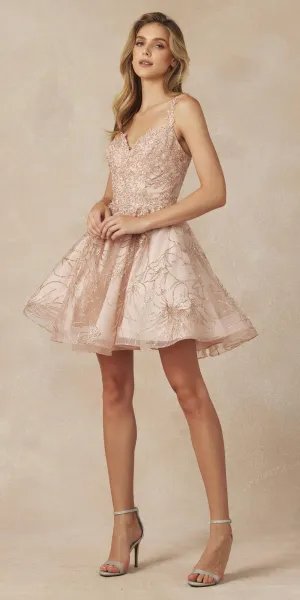 Juliet 838 Homecoming Short Dress Applique and Glitter