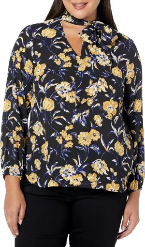 Kasper Women's Plus Size Long Sleeve Bow Blouse 10847867