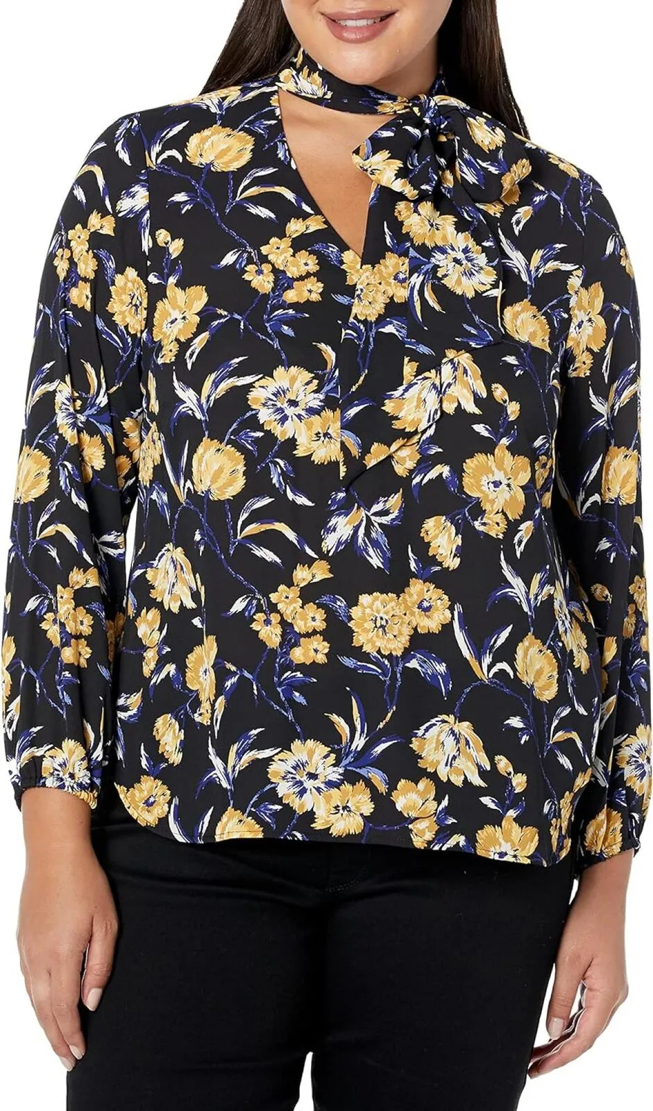 Kasper Women's Plus Size Long Sleeve Bow Blouse 10847867