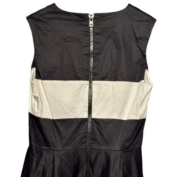 Kate Spade Corley Colorblock Black White and Blue Fit &amp; Flare Dress