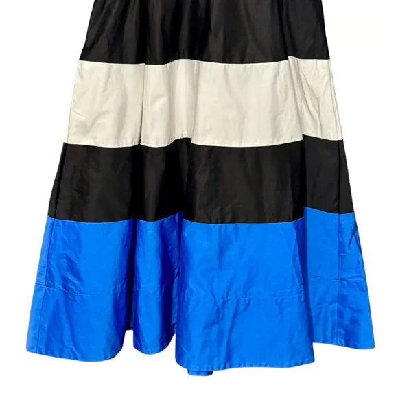 Kate Spade Corley Colorblock Black White and Blue Fit &amp; Flare Dress