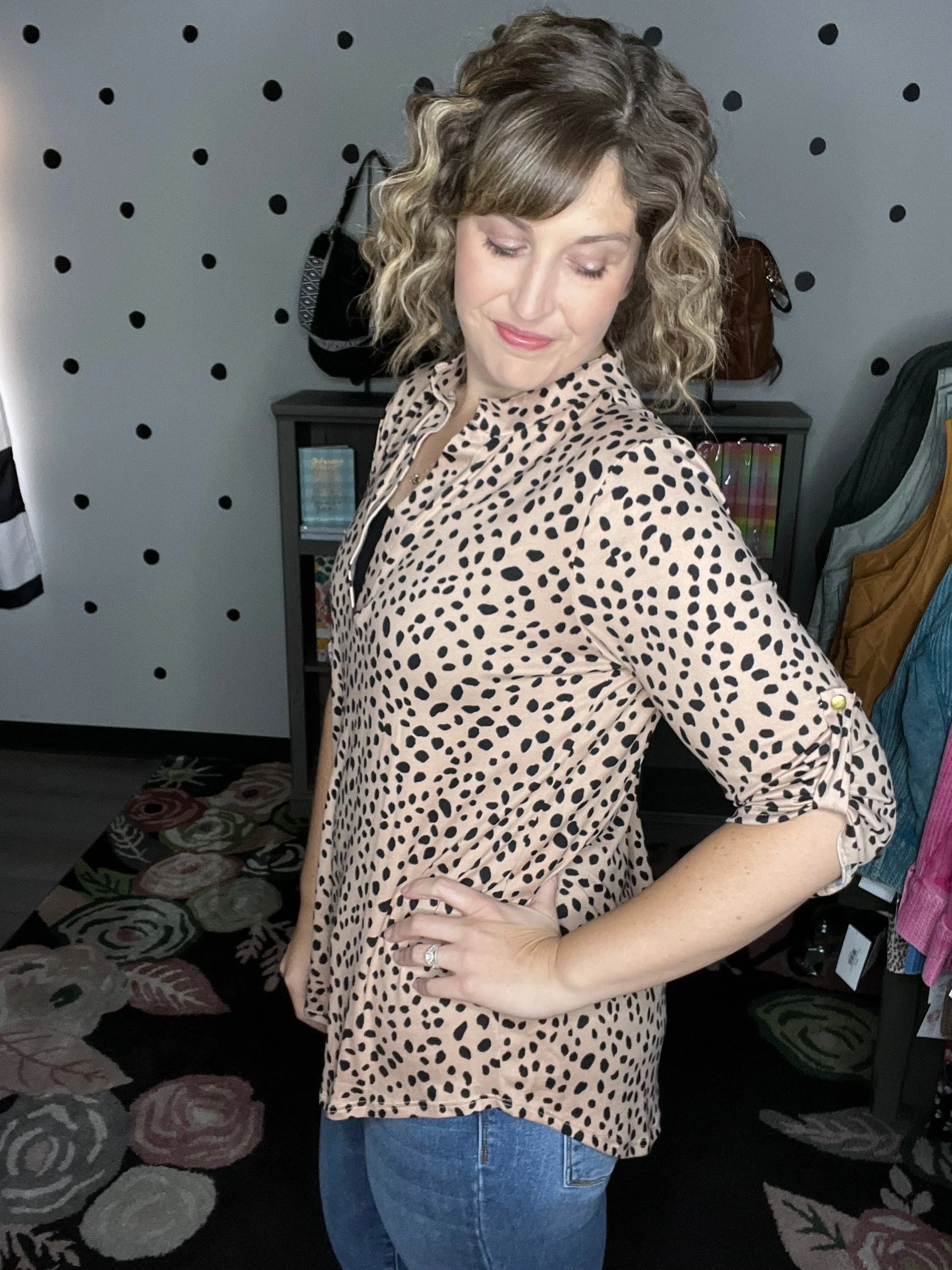Khaki Spotted Blouse