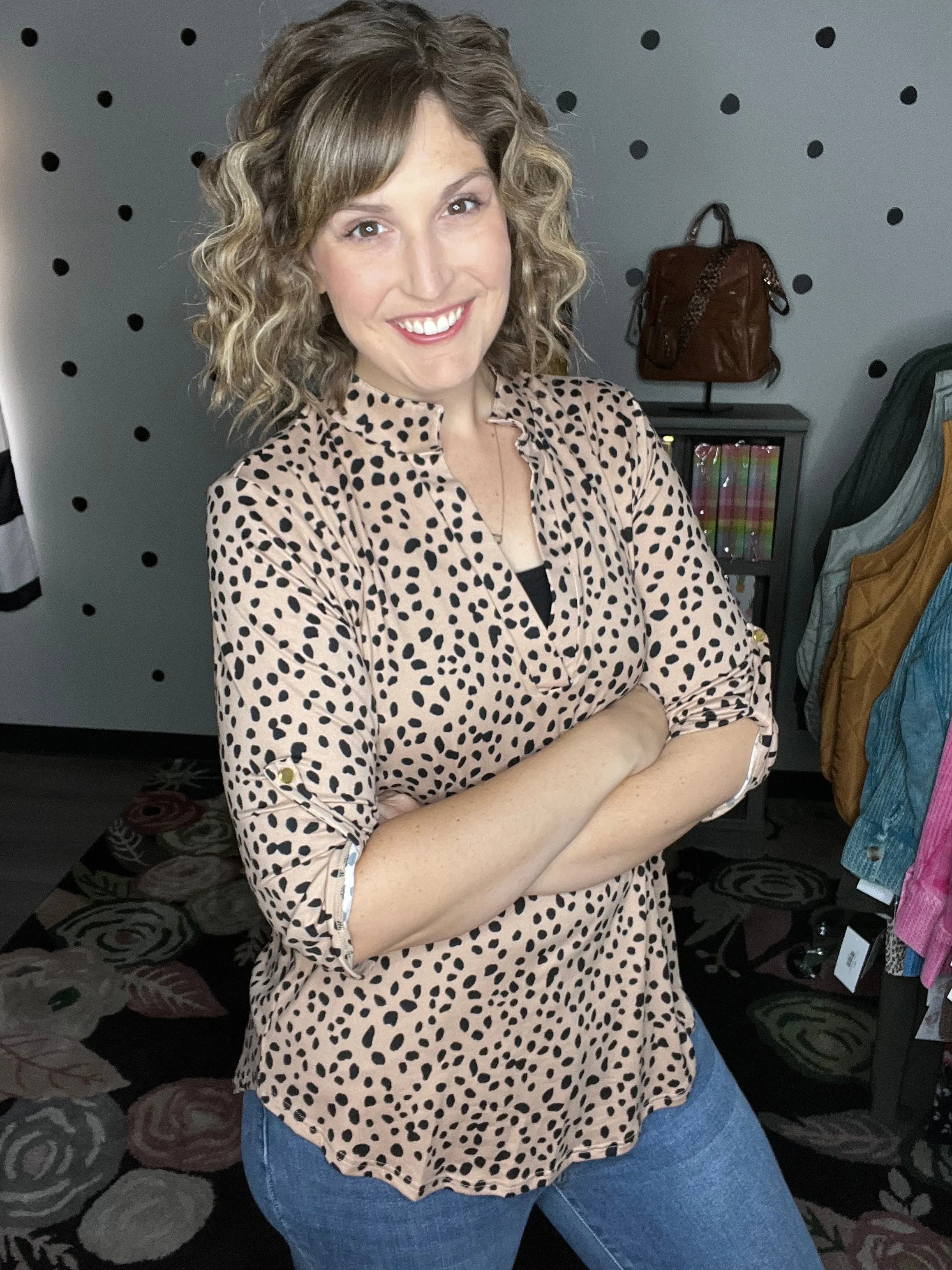 Khaki Spotted Blouse
