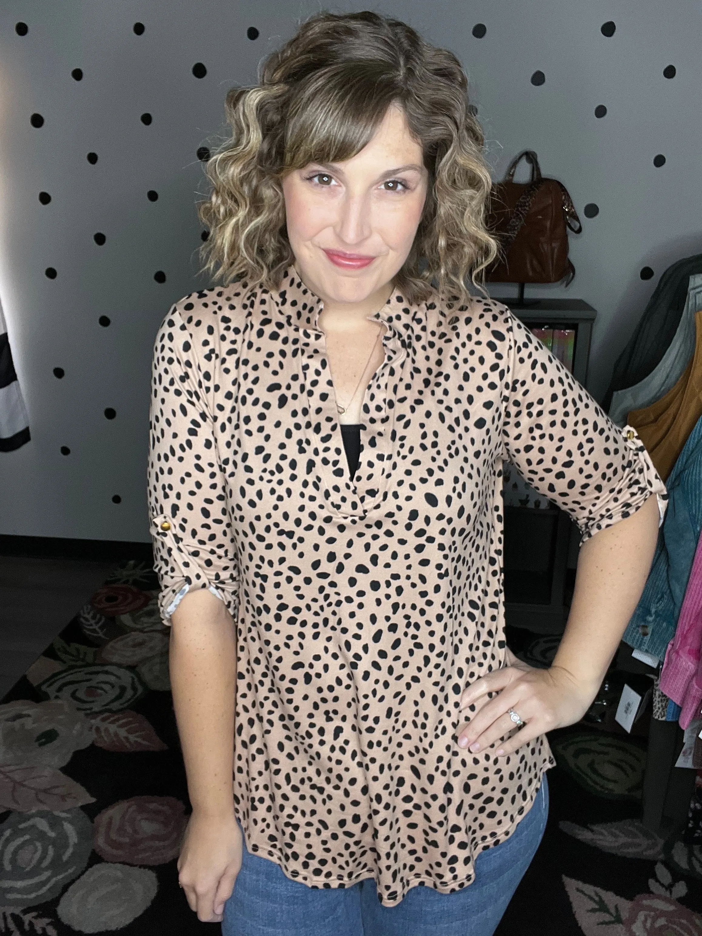 Khaki Spotted Blouse