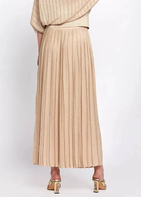 Knitss - Valentina Pleated Maxi Skirt - Beige