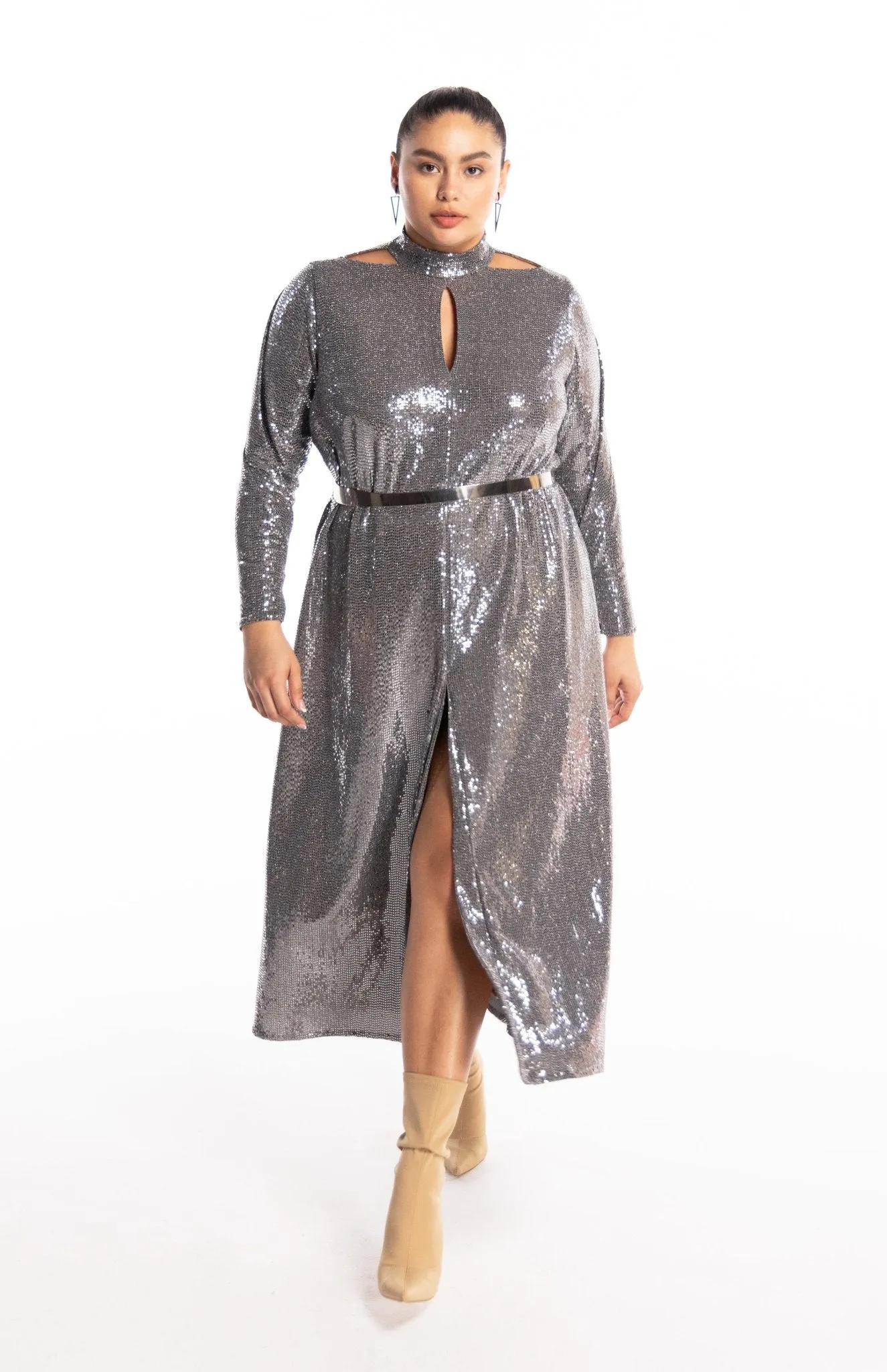 Kriti | Dazzling Curves: Draped Sequin Dress