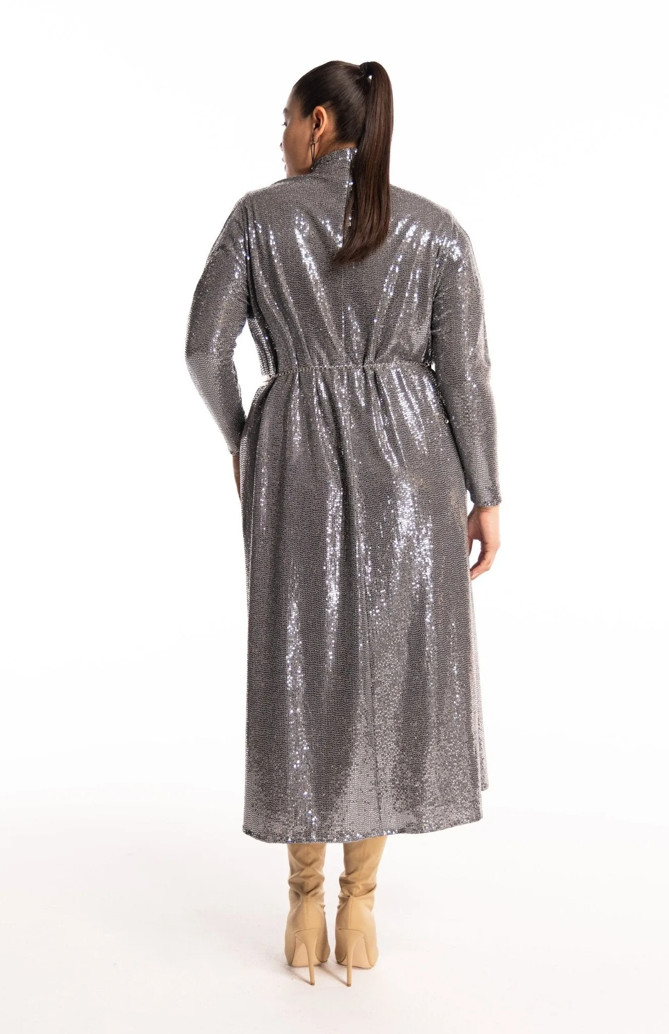 Kriti | Dazzling Curves: Draped Sequin Dress