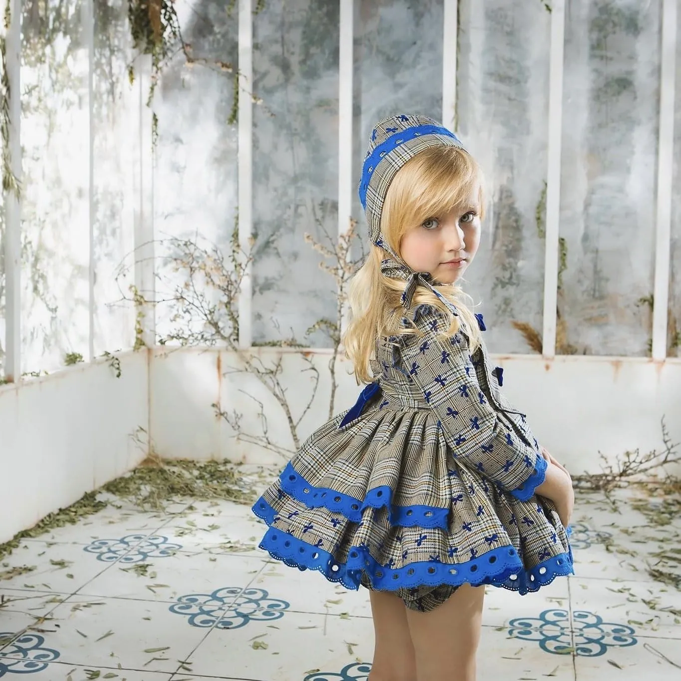 LA AMAPOLA - Bows Baby Dress  - Blue