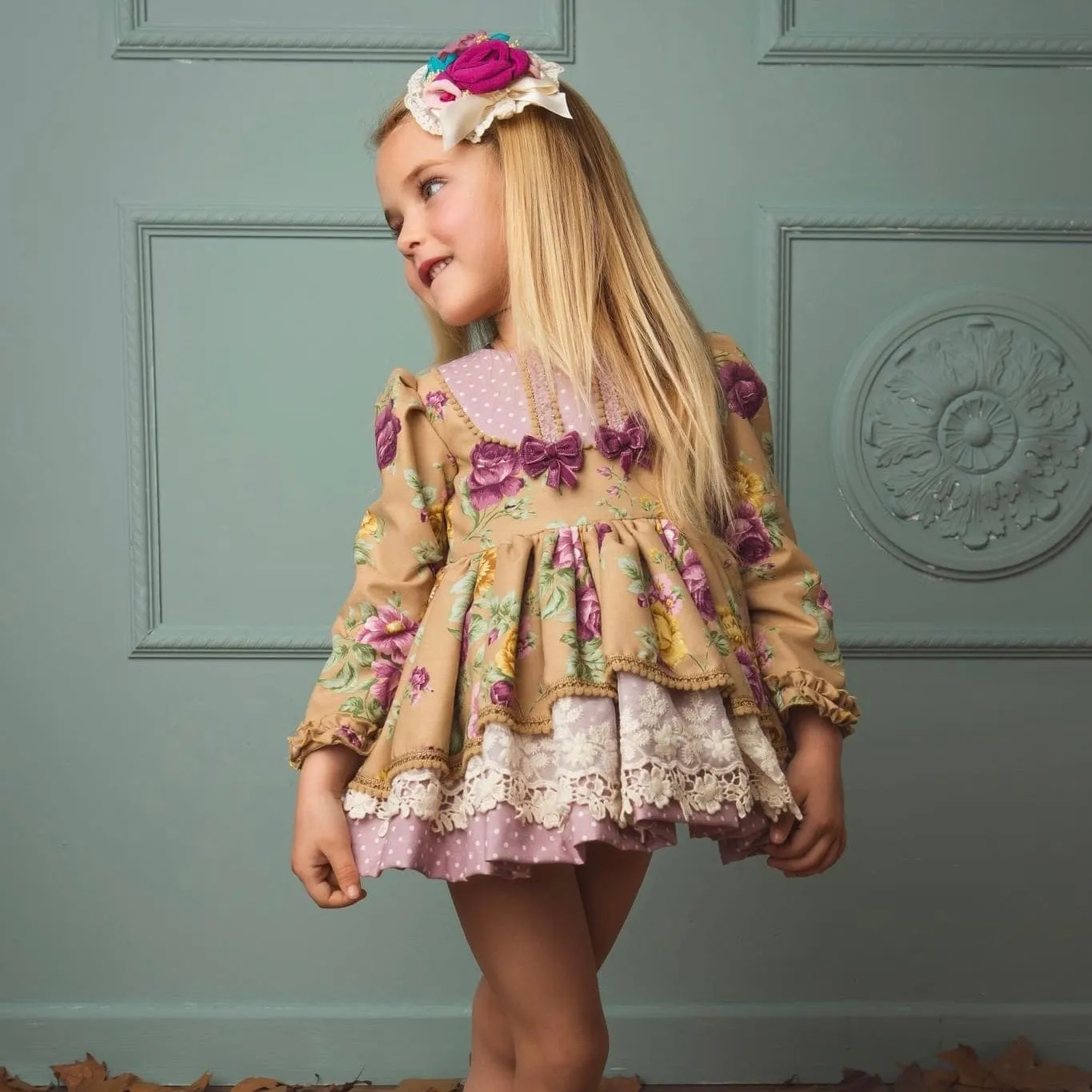 LA AMAPOLA - Lotus Baby Dress  - Mustard