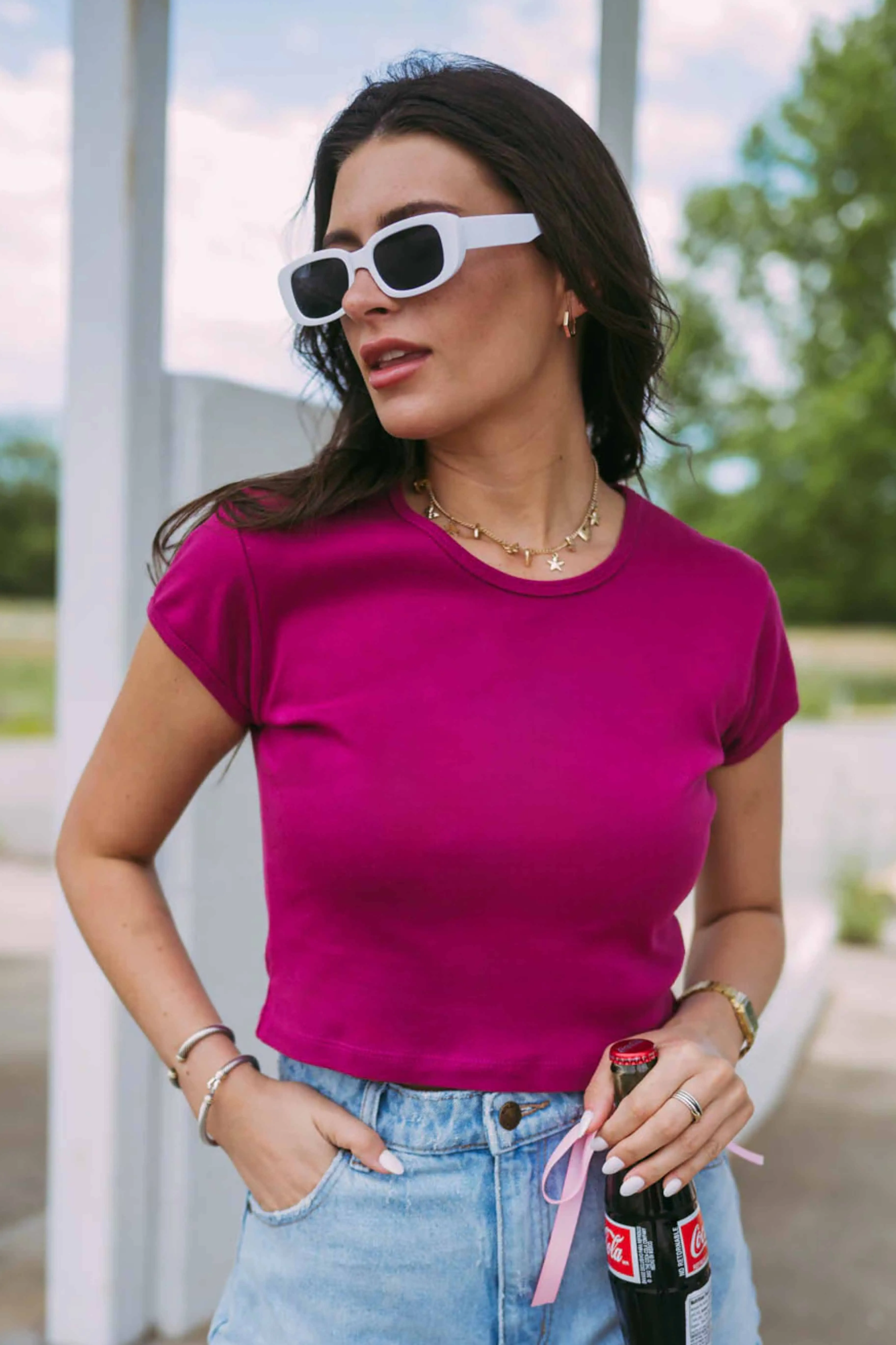 LA Apparel Cap Sleeve Baby Rib Crop Top