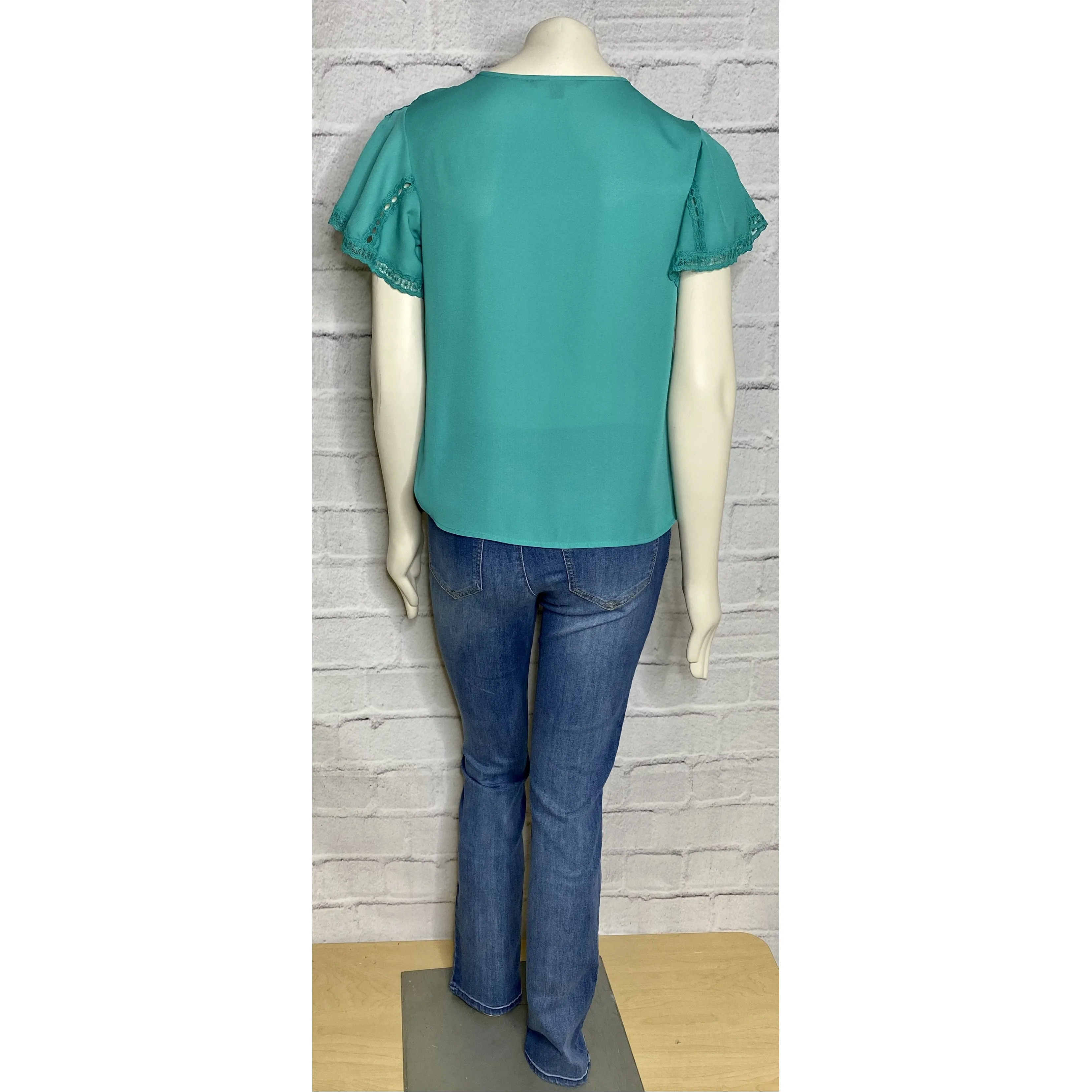Lace Front V-Neck Blouse