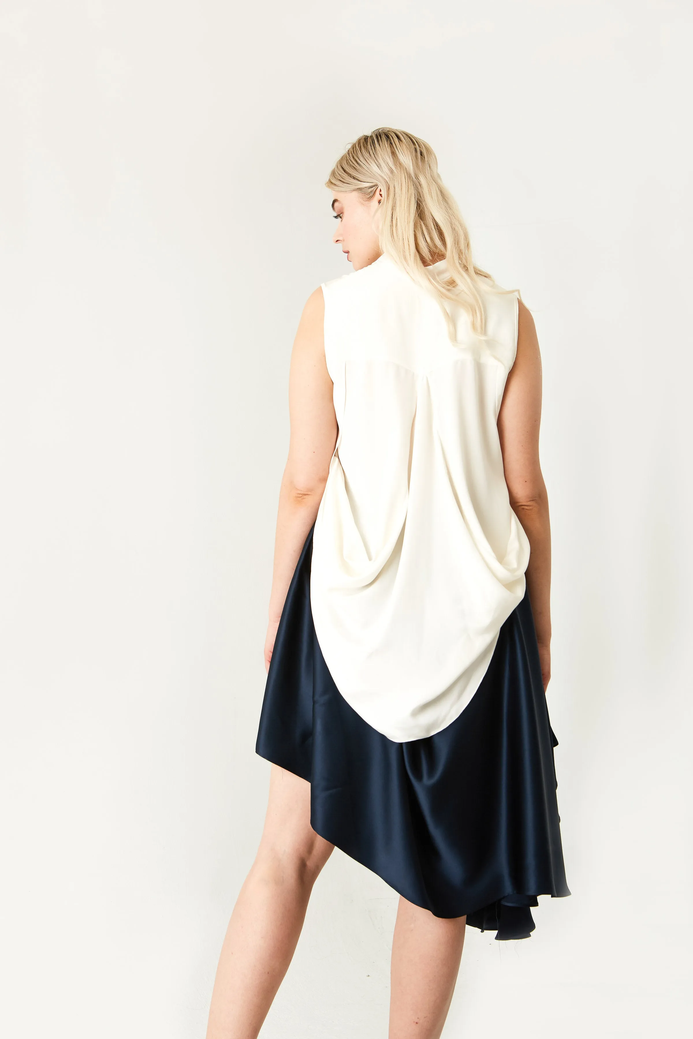 Land & Sea Winged Sleeveless Silk Blouse