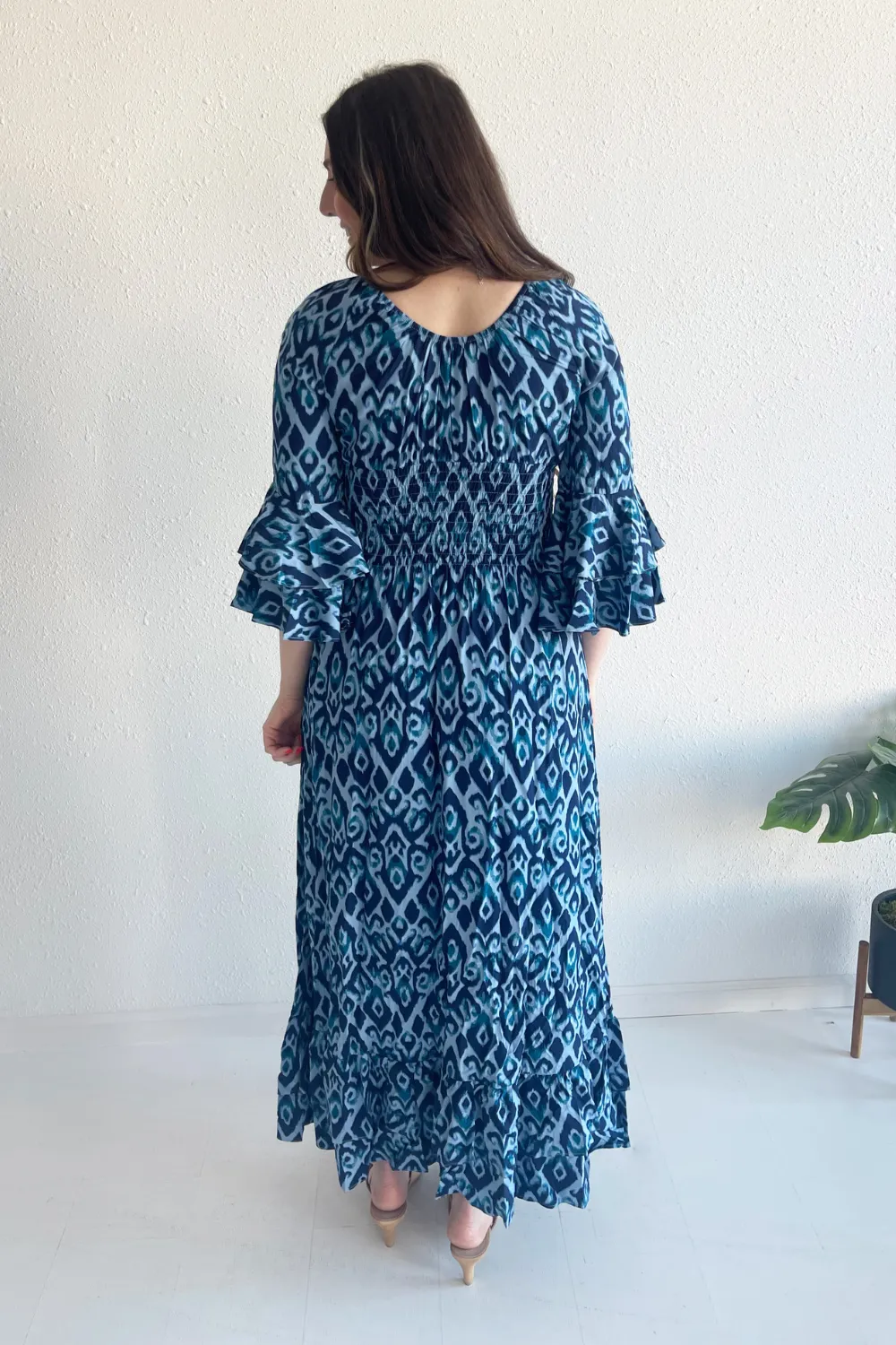 Large Swirl V-Neck Bell Sleeve Maxi