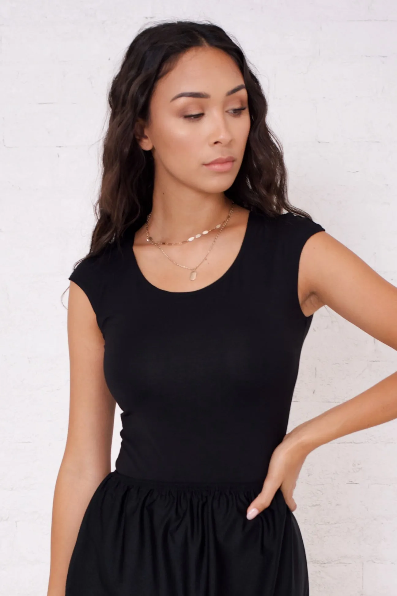 Layering Cap Sleeve in Black