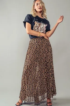 Leopard Pleated Skirt