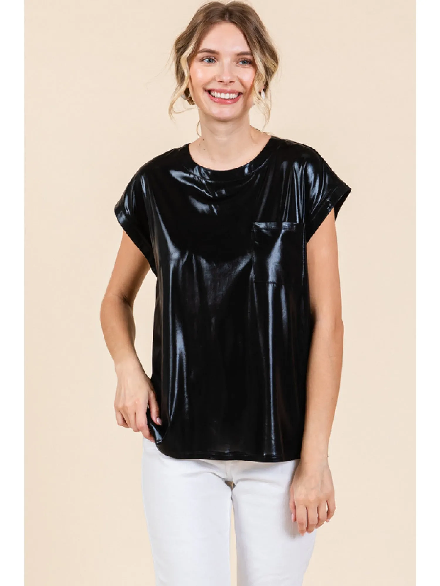 LIbby Short Sleeve Metallic Top