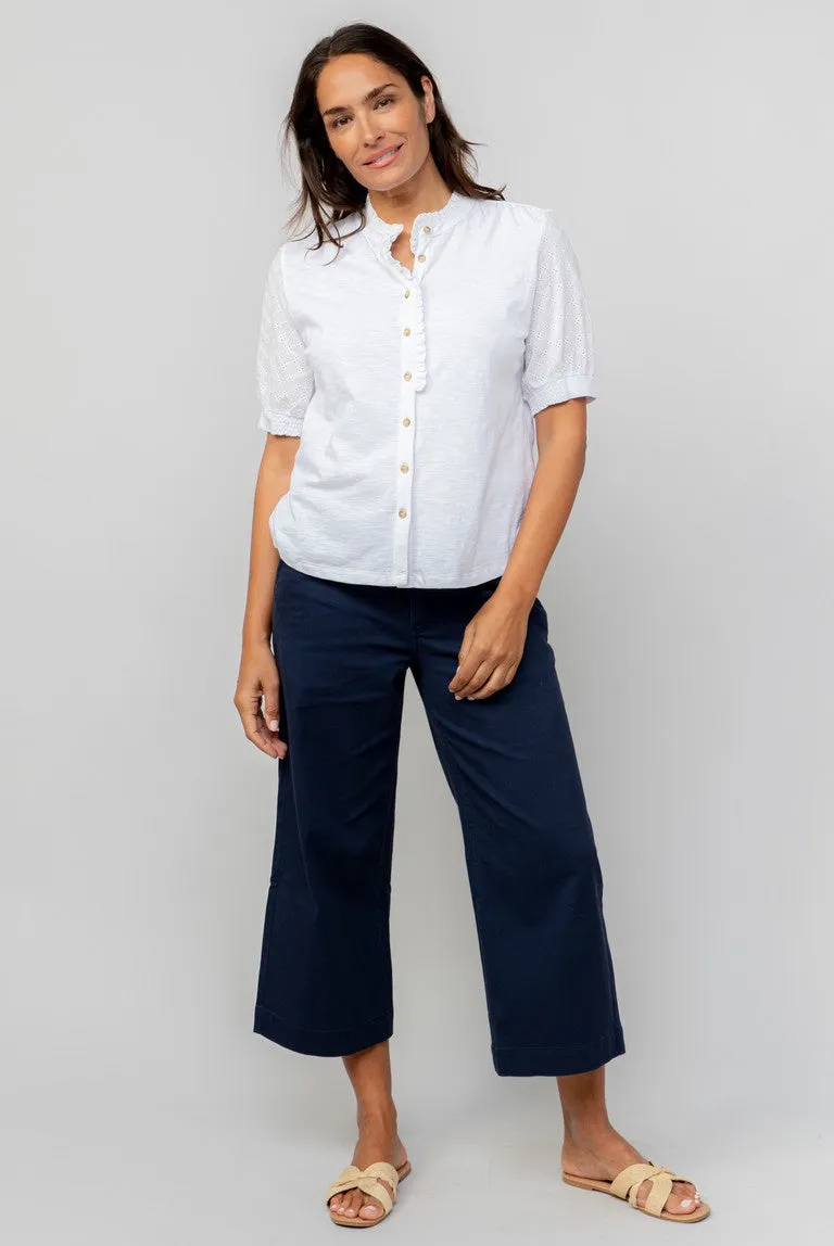 Lily & Me Ceris Blouse Broderie Plain White
