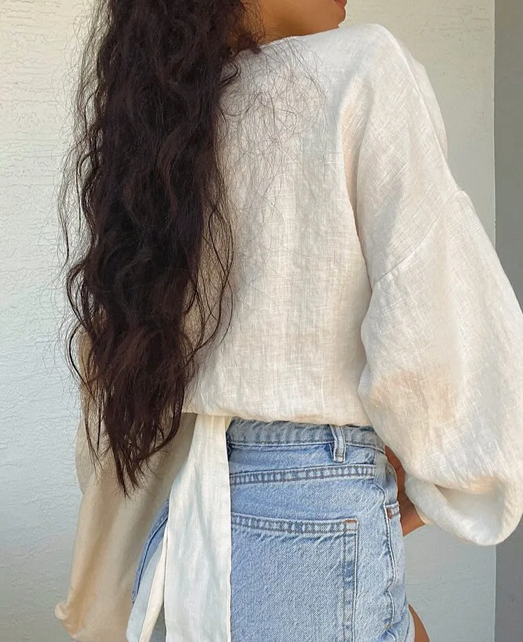 Linen Wrap Blouse