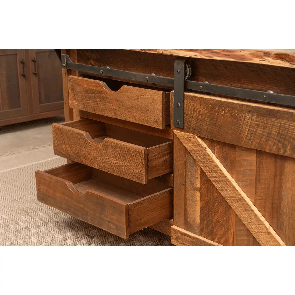 Live Edge Walnut Kitchen Island with Footrest