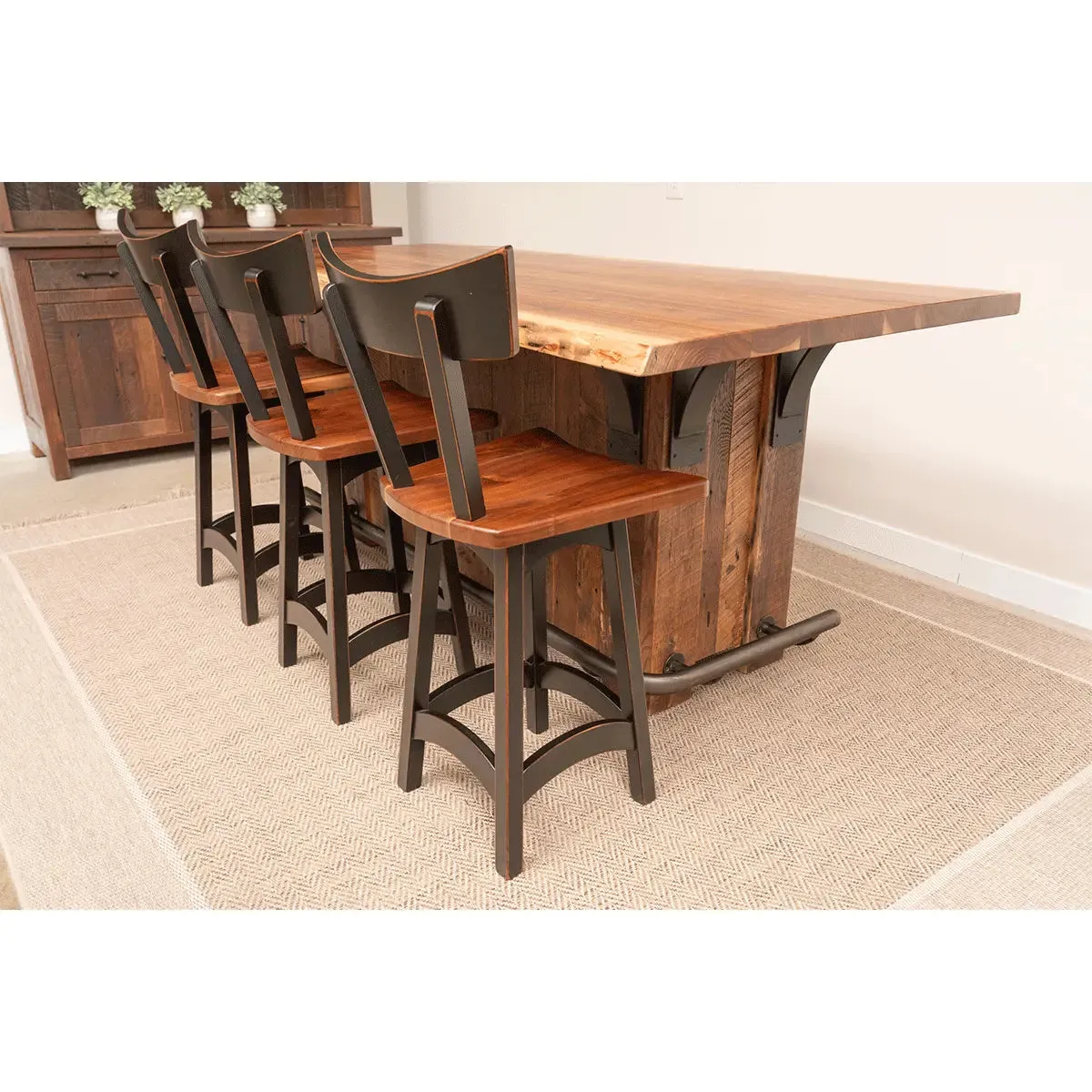 Live Edge Walnut Kitchen Island with Footrest