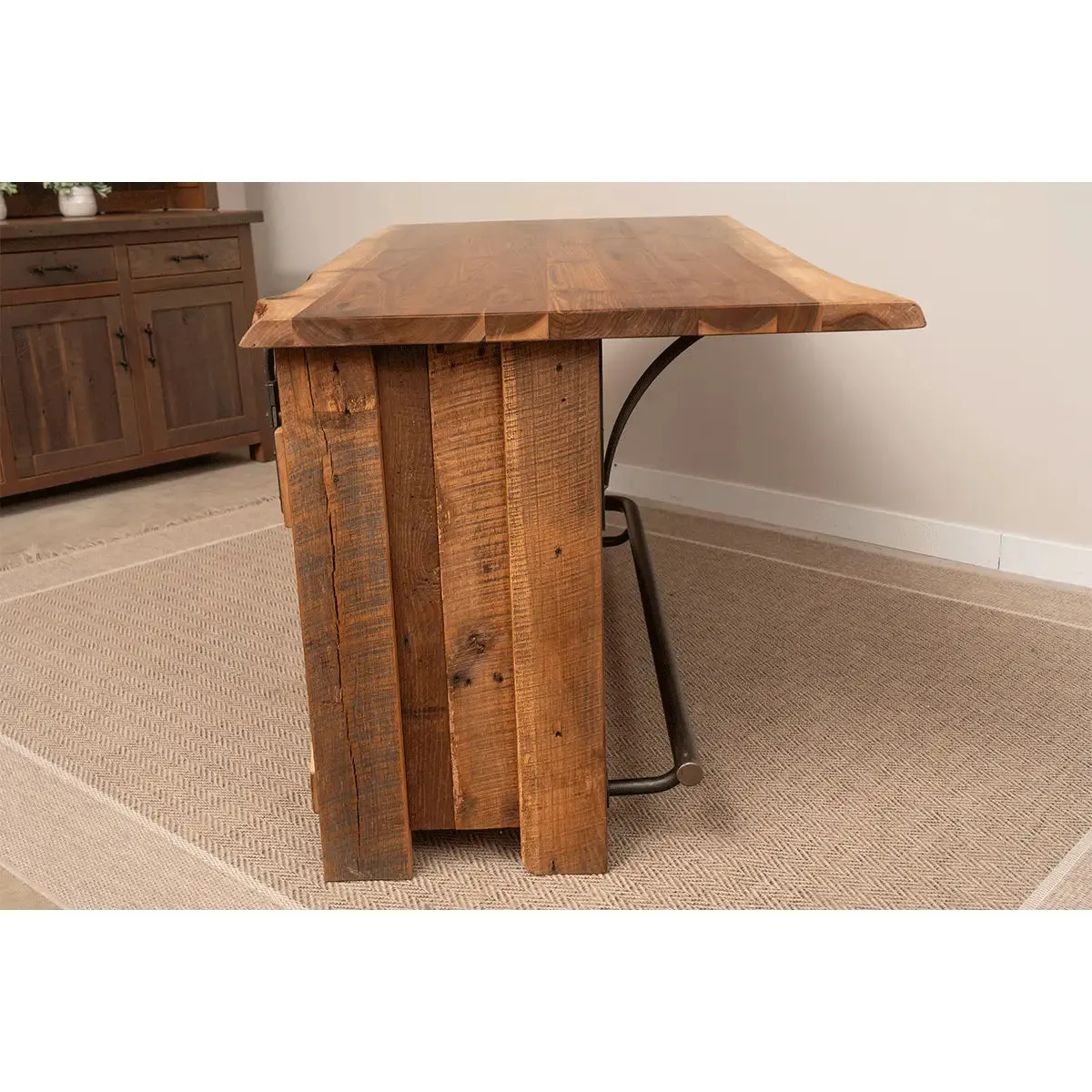 Live Edge Walnut Kitchen Island with Footrest